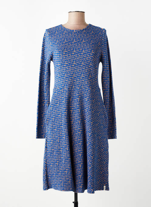 Robe mi-longue imprimé fantaisie manches longues bleu TRANQUILLO femme