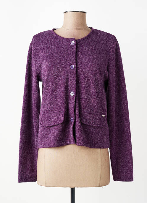 Gilet manches longues fermeture boutonnée sur le devant violet MALOKA femme