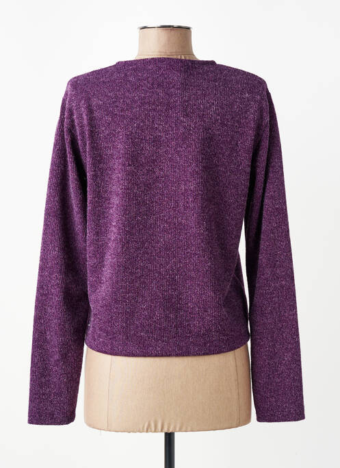 Gilet manches longues fermeture boutonnée sur le devant violet MALOKA femme