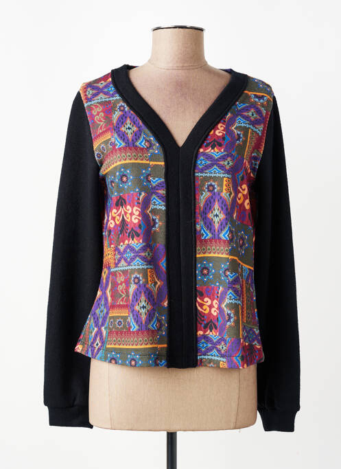 Gilet manches longues fermeture boutonnée sur le devant noir MALOKA femme
