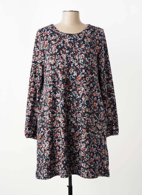 Robe courte coupe évasée manches longues bleu LILY & ME femme