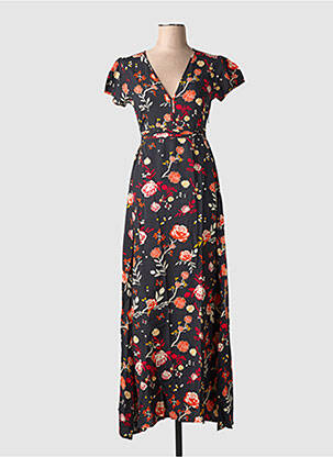 Robe longue manches courtes manches courtes noir COTON DU MONDE femme
