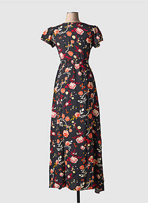 Robe longue manches courtes manches courtes noir COTON DU MONDE femme