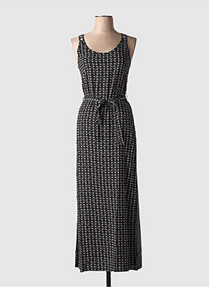 Robe longue tissage popeline sans manche noir COTON DU MONDE femme