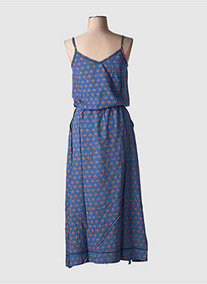 Robe longue imprimé fantaisie fines bretelles bleu COTON DU MONDE femme