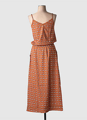 Robe longue tissage popeline fines bretelles orange COTON DU MONDE femme