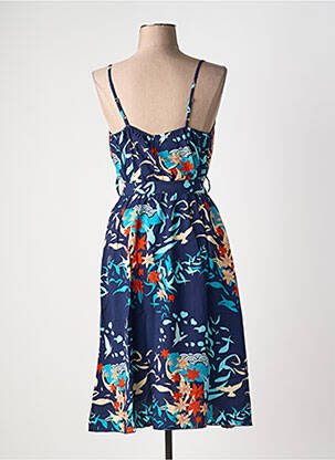 Robe mi-longue coupe fluide fines bretelles bleu COTON DU MONDE femme