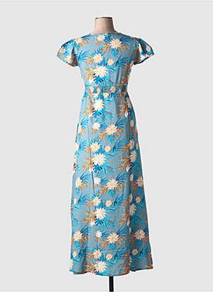 Robe longue manches courtes manches courtes bleu COTON DU MONDE femme