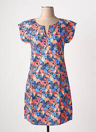 Robe courte manches courtes manches courtes bleu COTON DU MONDE femme