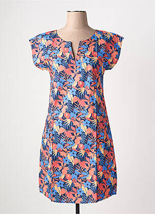 Robe courte manches courtes manches courtes bleu COTON DU MONDE femme
