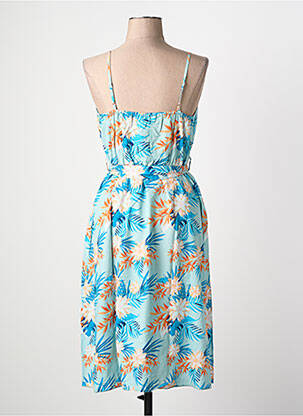 Robe mi-longue coupe fluide fines bretelles bleu COTON DU MONDE femme