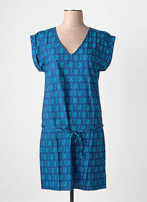 Robe courte manches courtes manches courtes bleu COTON DU MONDE femme