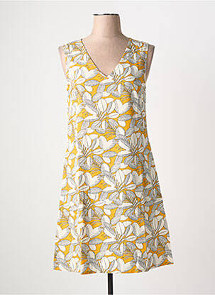 Robe courte sans manche sans manche jaune COTON DU MONDE femme