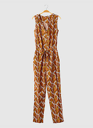 Combi-pantalon fermeture boutonnée sur le devant sans manche orange COTON DU MONDE femme