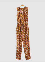 Combi-pantalon fermeture boutonnée sur le devant sans manche orange COTON DU MONDE femme