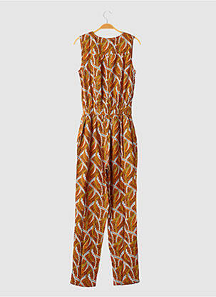 Combi-pantalon fermeture boutonnée sur le devant sans manche orange COTON DU MONDE femme