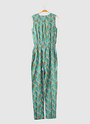Combi-pantalon fermeture boutonnée sur le devant sans manche bleu COTON DU MONDE femme