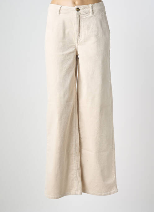 Pantalon large fermeture zippée sous rabat boutonné taille normale beige GARCIA femme