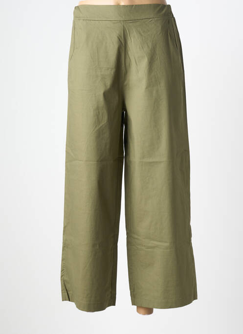 Pantalon large tissage popeline taille normale vert MORE & MORE femme