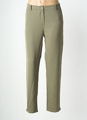 Pantalon 7/8 fermeture zippée sous rabat boutonné taille normale vert SIGNE NATURE femme