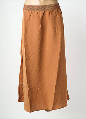 Jupe longue coupe évasée marron MORE & MORE femme