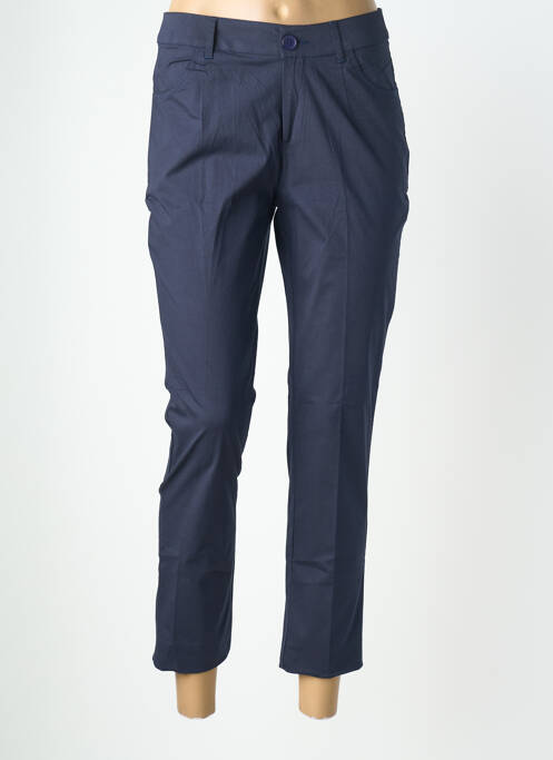 Pantalon 7/8 fermeture zippée sous rabat boutonné bleu LA FIANCÉE femme