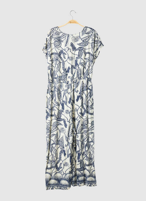 Combi-pantalon col cache-coeur manches courtes bleu ORIENTIQUE NATURALLY femme