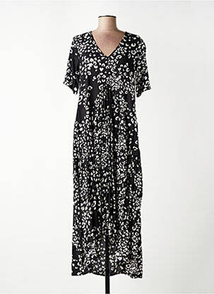 Robe longue imprimé fantaisie manches courtes noir ORIENTIQUE NATURALLY femme