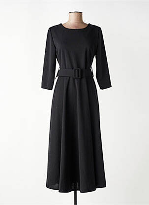 Robe longue coupe évasée manches 3/4 noir MADISON femme