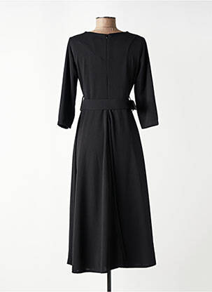 Robe longue coupe évasée manches 3/4 noir MADISON femme