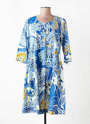Robe mi-longue manches 3/4 manches 3/4 bleu ORIENTIQUE NATURALLY femme
