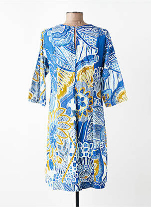 Robe mi-longue manches 3/4 manches 3/4 bleu ORIENTIQUE NATURALLY femme
