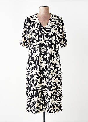 Robe mi-longue imprimé fantaisie manches courtes noir GARCIA femme
