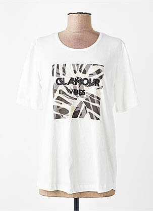 T-shirt sérigraphie floquée manches courtes blanc SUZA femme