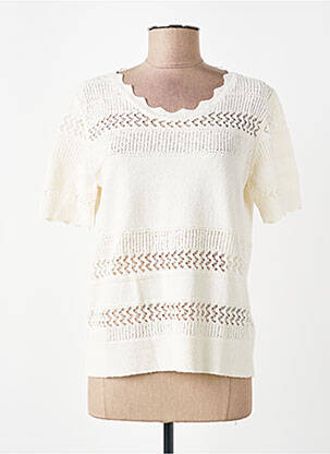 Pull coupe droite manches courtes beige MORE & MORE femme