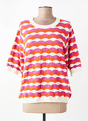 Pull coupe droite manches 3/4 orange GARCIA femme