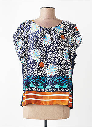 Top imprimé fantaisie manches courtes bleu MORE & MORE femme