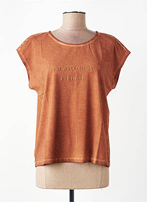 T-shirt sérigraphie floquée manches courtes marron MORE & MORE femme