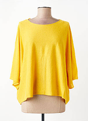 Top col rond manches 3/4 jaune LA FIANCÉE femme