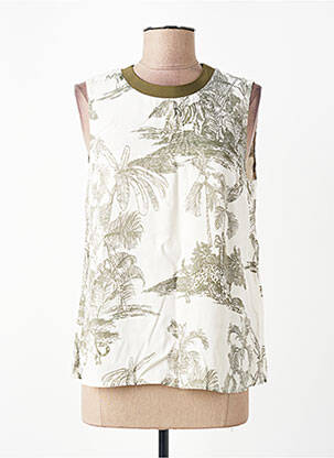 Top imprimé fantaisie sans manche blanc MORE & MORE femme