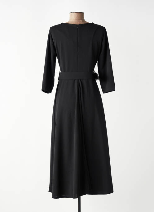Robe longue coupe évasée manches 3/4 noir MADISON femme