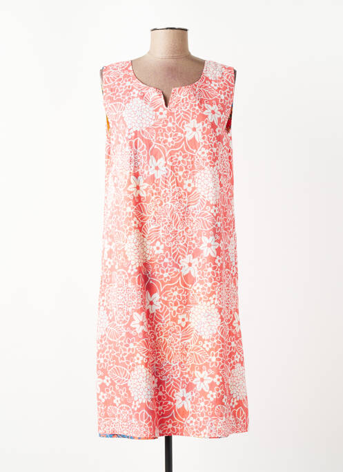 Robe mi-longue imprimé fantaisie sans manche orange ORIENTIQUE NATURALLY femme