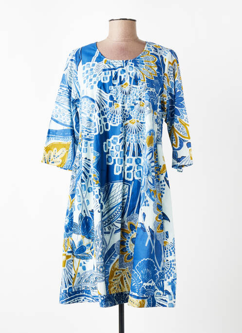 Robe mi-longue manches 3/4 manches 3/4 bleu ORIENTIQUE NATURALLY femme