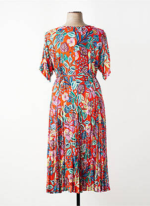 Robe longue imprimé fantaisie manches courtes orange ORIENTIQUE NATURALLY femme