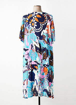 Robe longue imprimé fantaisie manches courtes bleu ORIENTIQUE NATURALLY femme
