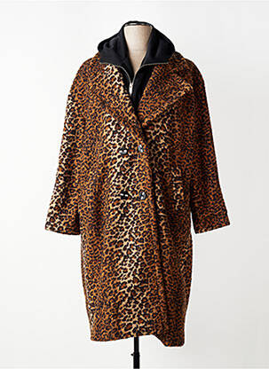 Manteau long coupe droite a capuche marron YEST femme