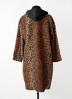 Manteau long coupe droite a capuche marron YEST femme