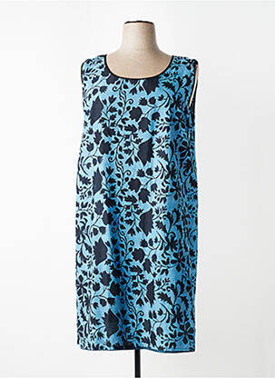 Robe mi-longue imprimé fantaisie sans manche bleu ORIENTIQUE NATURALLY femme