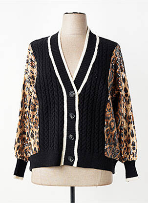 Gilet manches longues fermeture boutonnée sur le devant noir CTN COLLECTION femme