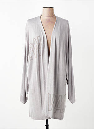 Gilet manches longues col v gris SUZA femme